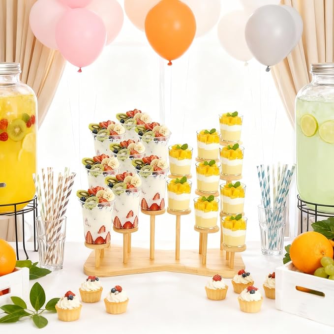 ZEAYEA Cupcake Stand for 18 Cupcakes, Bamboo Dessert Display Holder Stand for Dessert Tables, Layered Stands with Non-slip Pads for Party Wedding Birthday Holidays Christmas Anniversaries