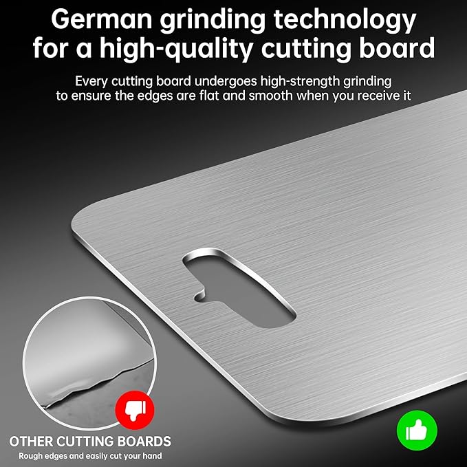 Titanium Cutting Board - Katuchef 100% Pure Titanium Cutting Boards for Kitchen Double Sided Non Toxic Titanware for Meat/Vegetables, Hygiene Durable Dishwasher Safe Metal Chopping Board Small