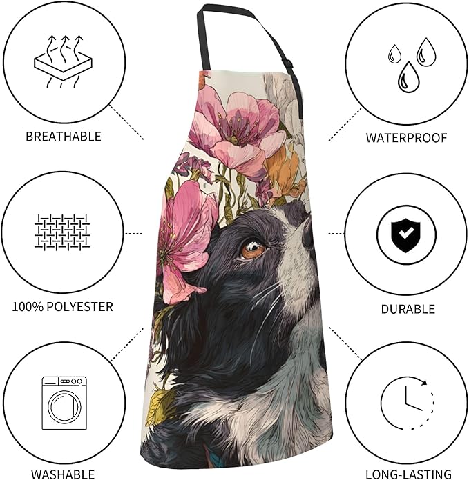 Apron with Pockets Aprons for Women Men Kitchen Chef Apron for Cooking Gardening Server Waitress Painting