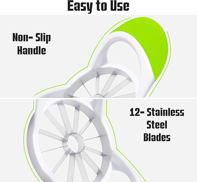 ARSUK Apple Slicer Corer Cutter (12 Blades) Non Slip Soft Handles, Stainless Steel Blades, Dishwasher Safe Kitchen Tool & Gadget, Thin Slice Apple Wedger