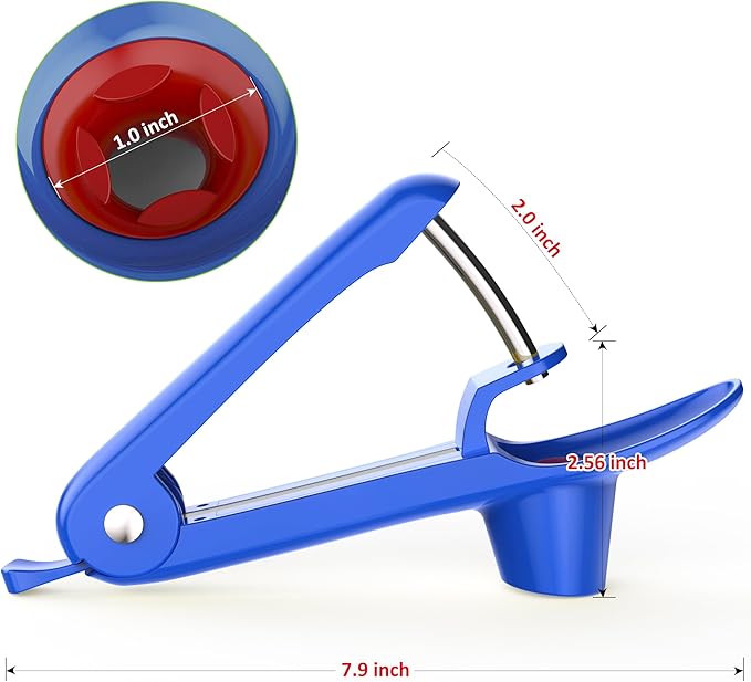 Cherry Pitter - Ordekcity Stainless Steel Cherries Corer Pitter Tool with Hand-held Push Design, Save Time & Space for Making Cherry Jam with Lock Design(Blue)