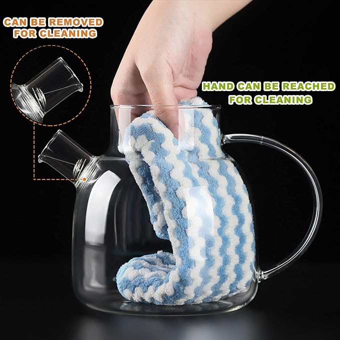 WHJY Clear Glass Teapot Glass Pots for Cooking on Stove Clear Teapots with Infuser for Loose tea, Kettle Teapot for Loose Leaf for Boiling Water -34 oz