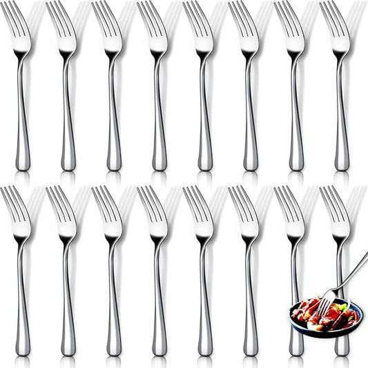16 Pcs Dinner Forks Set, Stainless Steel Silverware, 8 Inch Salad & Table Forks, Mirror Polished, Dishwasher Safe