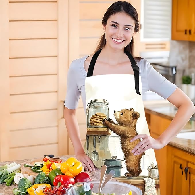 Funny Cat Apron with 2 Pockets Waterproof for Men Women Kitchen Garden Decor