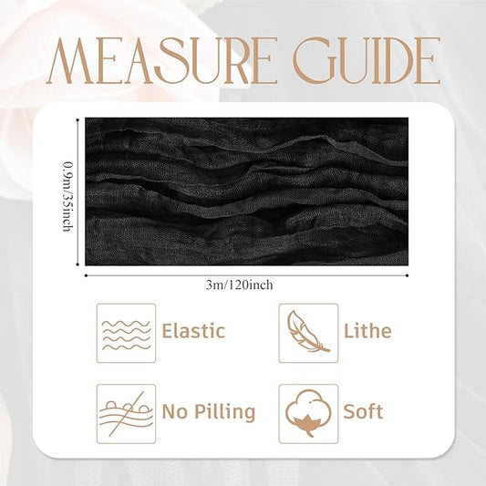 Wokceer Cheesecloth Table Runner 3Pack 10FT Black Christmas Boho Gauze Cheese Cloth Table Runner for Party Easter Rustic Sheer Table Runners for Baby Bridal Shower Wedding Table Decor