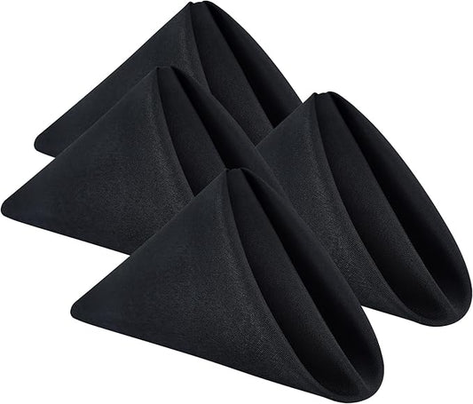Wolkemer Set of 4 Black Cloth Napkins 17 x 17 Inches Solid Washable Polyester Dinner Napkins with Hemmed Edges for Dinners Parties Weddings Banquets Events Table Decoration