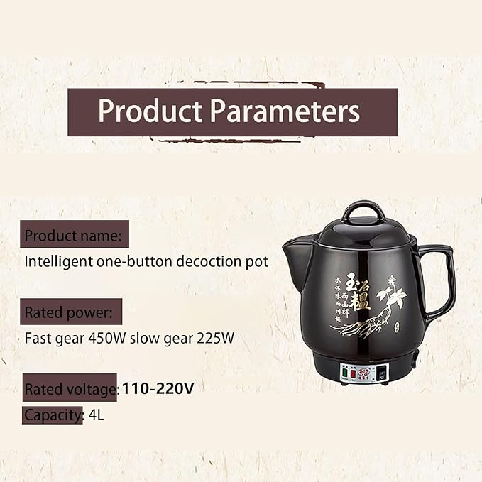 Electric Herbal Medicine Cooker, 4L Automatic Decoction Pot with Audible Reminder & Heat Preservation for Tea & Soup