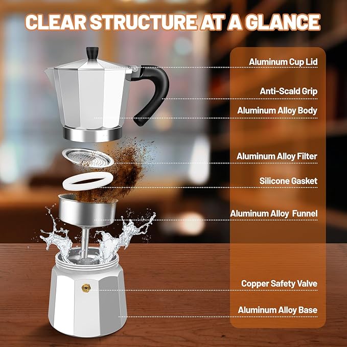 DITOSH 14 Cup Aluminum Espresso Stovetop Moka Pot Express Coffee Maker Percolator Italian Classic Mocha Coffee Machine for Italian and Cuban Cafe Brewing for Home & Camping 700ml 23oz
