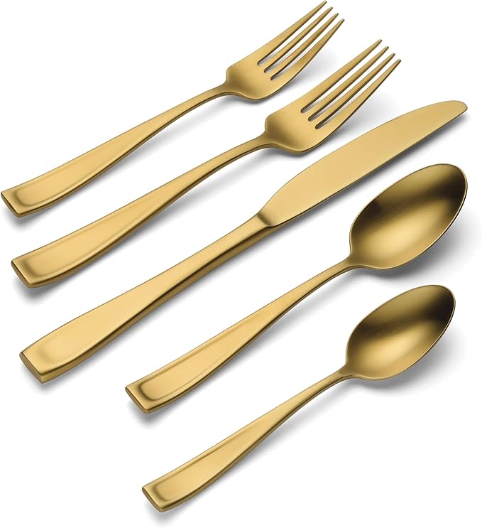 Oneida 899228 Moda Gold Satin 20-Piece Flatware Set, Service For 4