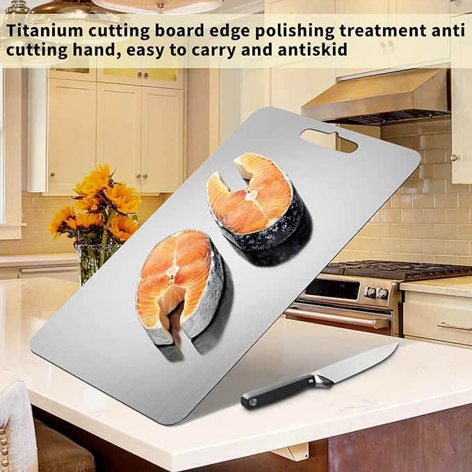 Titanium cutting board for kitchen 2026 New Scratch Resistant,Double-Sided Non-Toxic titanium cutting boards for kitchen for kitchen Meat, Vegetables andFruits,Dishwasher Safe（14inch*10inch）