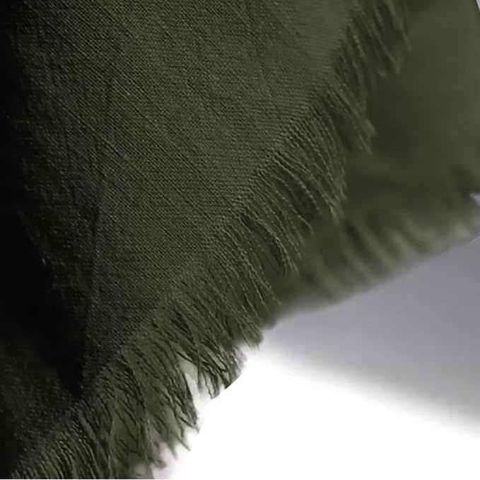 Handmade Cloth Napkins 100% Cotton Napkins with Fringe，Delicate Handmade Cloth Napkins for Dinners, Parties, Weddings and More，18 x 18 Inch Set of 6 - Olive Green