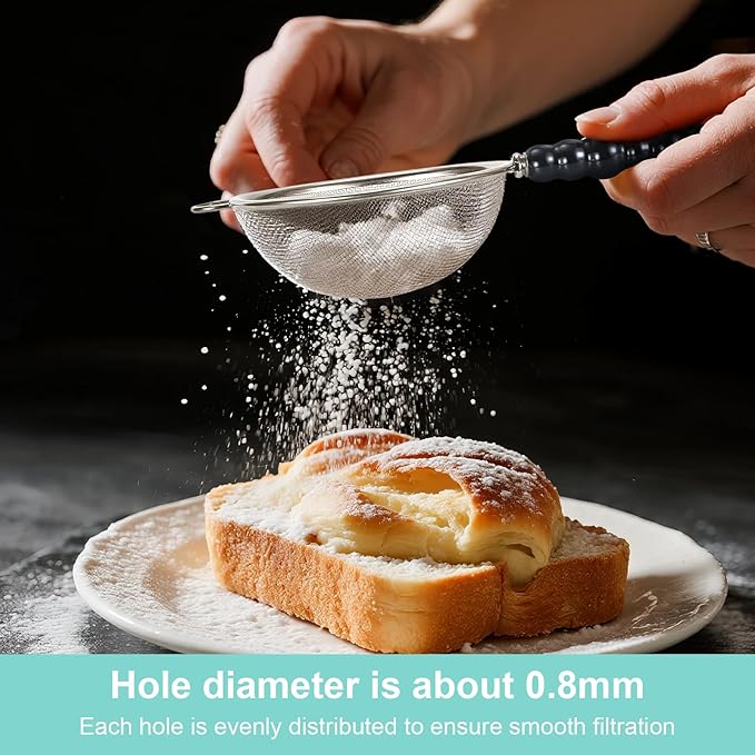 3 Sizes Premium Fine Mesh Strainer with Ceramic Handle, Stainless Steel Wire Strainers is perfect for Sift, Strain, Drain Rinse Vegetables, Pastas Tea