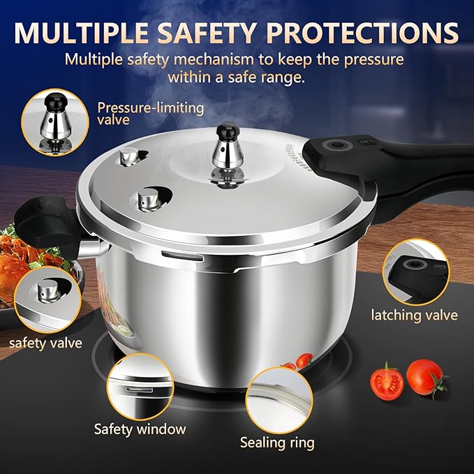 8-in-1 Stainless Steel Pressure Cooker with 8 Safety Features - 4 Quart, Fast & Even Cooking for Healthy Meals，pressure cooker stainless steel 4qt small,mini pressure cooker for canning
