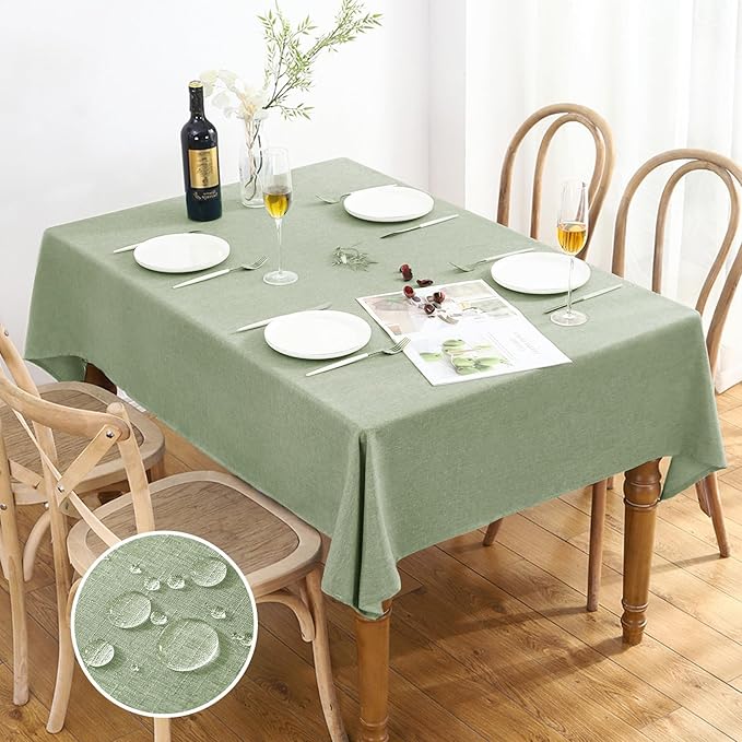 AUSSPVOCT 2 Pcs Textured Linen Table Cloth for Rectangle Table - 52x70 Inch Cloth Tablecloth Rectangular Waterproof Washable Fabric Dining Table Cover for Christmas Holiday Party Kitchen Decor