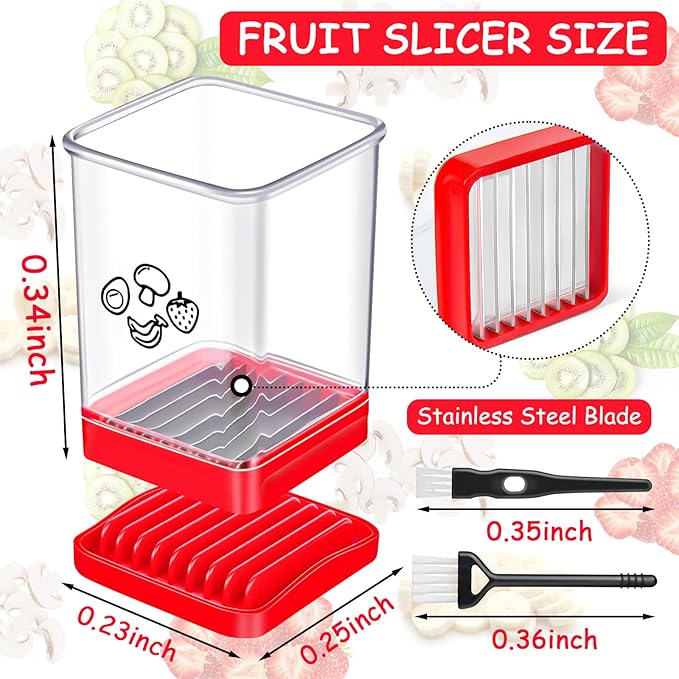 Ponpon Fruit Slicer, Stainless Steel Cup Slicers, Vegetable Slicer for Strawberry Banana Egg, Salad Quickly Making, Portable Kitchen Slicing Tool (2)