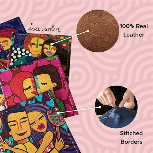 Square Coasters Set of 6, Drink Coaster Made in Chile with Colorful Design and Premium Materials, Beautiful Decor for Your Kitchen (Amor ES Amor)