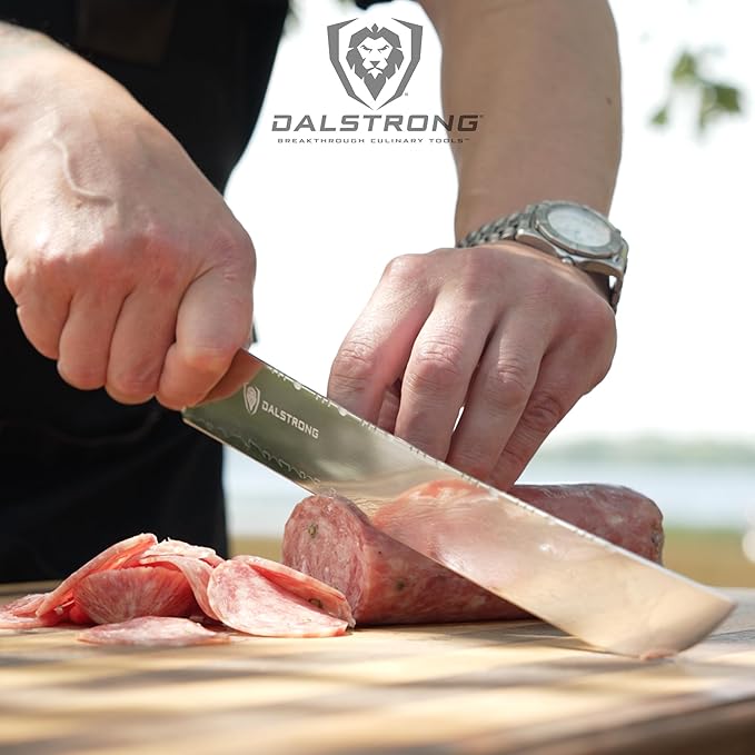 Dalstrong 12 inch Slicer - Valhalla Series - 9CR18MOV HC Steel - White Resin & Wood Handle - Razor Sharp Carving & BBQ Knife - w/Leather