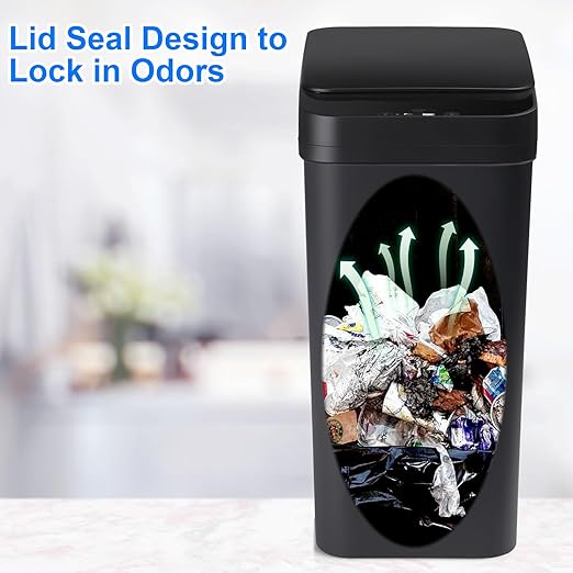 Bathroom Touchless Trash Can 2.2 Gallon Smart Automatic Motion Sensor Rubbish Can with Lid Electric Narrow Small Garbage Bin for Kitchen, Office, Living Room, Toilet, Bedroom, RV