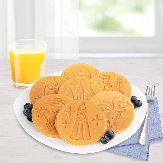 CucinaPro Fantasy Friends Mini Pancake Pan - Nonstick Griddle w Long Handle for Breakfast Magic, Featuring a Princess Castle & More, 7 Unique Flapjacks- Kitchen Baker- Girls Easter Basket Stuffer Gift