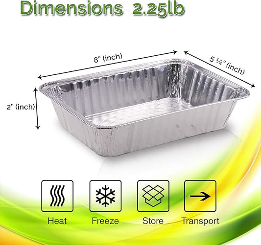 Diplastible Disposable Aluminum Pans with Lids | 10 pack 1-Dinner Portion Pan Oblong Cookware Pans Best Use for Baking, Meal Preparations, Cooking, Roasting, Grilling, Toasting | With Foil Lids