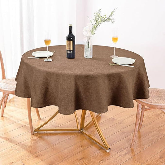 AUSSPVOCT Textured 60 Inch Round Tablecloth Up to 40'' Tables, Waterproof Spill-Proof Wipeable Fall Table Cloth Wrinkle Free Circle Dining Table Cover for Kitchen Farmhouse Christmas Holiday Decor