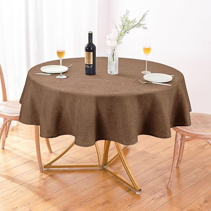 AUSSPVOCT Textured 50 Inch Round Tablecloth Up to 35'' Dia Tables Waterproof Wipeable Fall Table Cloth Wrinkle Free Circle Dining Table Cover for Birthday Farmhouse Thanksgiving Party Tablecloths