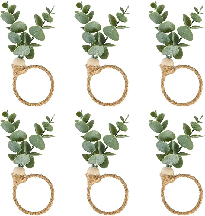 APTWOW Napkin Rings Set of 6, Easter Napkin Rings, Wood Bead Farmhouse Napkins Rings for Weddings Easter Party and Easter Table Decoration
