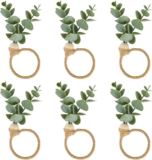 APTWOW Napkin Rings Set of 6, Easter Napkin Rings, Wood Bead Farmhouse Napkins Rings for Weddings Easter Party and Easter Table Decoration