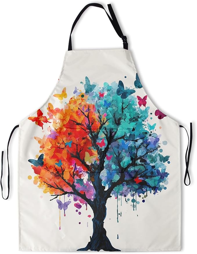 Apron with Pockets Aprons for Women Men Kitchen Chef Apron for Cooking Gardening Server Waitress Painting