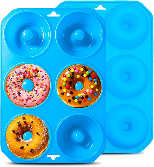 Cupidove Silicone Donut Pans, Mini Silicone Baking Molds Donut Pans for Baking Tasty Donuts, Bagels, Cakecups and More (2-Blue)