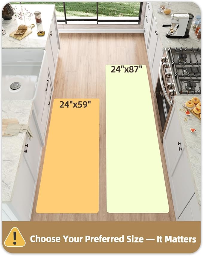 Color&Geometry Anti Fatigue Kitchen Mats for Floor 24x59, Vintage Decor, Easy Clean, Waterproof & Oil Proof, 0.4" Thick Cushioned, Non-Slip Kitchen Runner Rug for Sink, Laundry, Office, Black