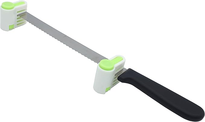 2PCS DIY Cake Slicer, Stratification Auxiliary, Bread Slice, Toast Cut, 5 Layers Leveler Slicer, Kitchen Fixator Tool (2, Green)