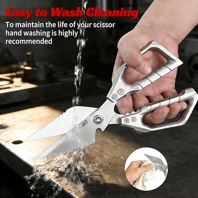 Kitchen Scissors Silver, Multifunctional Kitchen Shears For Food with Ergonomic Handle,Stainless Steel Kitchen Shears,Sharp Cooking Scissors for Chicken, Meat,Turkey, Seafood, Bone Cutting