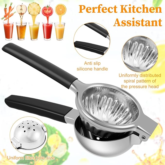 Lemon Manual Squeezer Easy to Use Lime Juicer 304 Stainless Steel Citrus Juicer Press Ergonomic Manual Squeezer Multipurpose Squeezing Tool for Kitchen Orange Lemon Lime