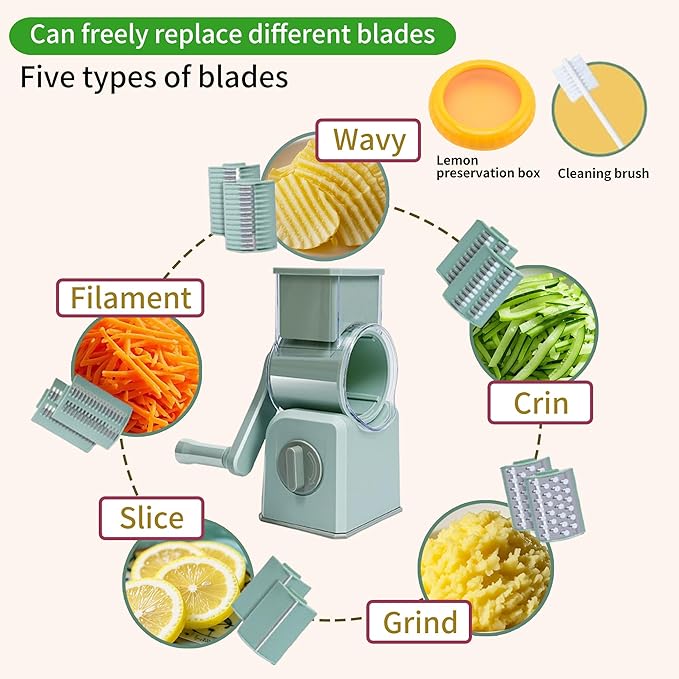 Multi functional Mandoline Slicer for Kitchen Vegetable Chopper Onion Potato Food Veggie Fruit Slicer and shred with Container Kitchen Gadgets 5-in1 food chopper