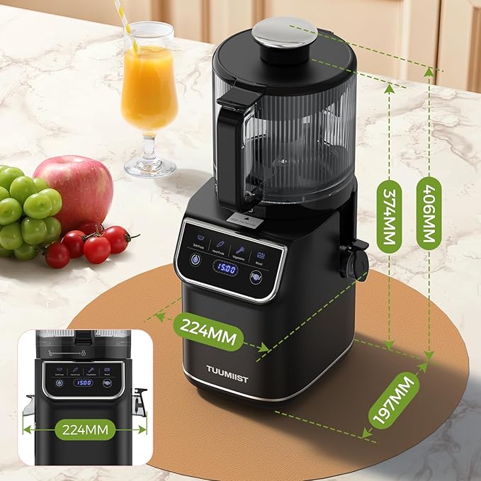 Cold Press Juicer, 100oz Large Capacity Juicer Machine with Touch Screen, 6.5" Wide Chute for Whole Fruit, High Yield Slow Masticating Juicer, Easy to Clean & Quiet Operation
