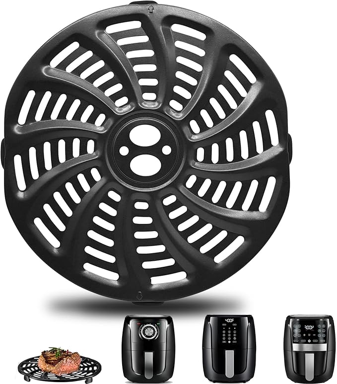 GWBSXM Air Fryer Accessories for Gourmia GAF536 GAF566 GAF556 5QT, 8.8''×8.4'' Nonstick Air Fryer Replacement Parts Tray Rack Grill Pan Grill Plate Basket Crisper Plate with Rubber Bumpers