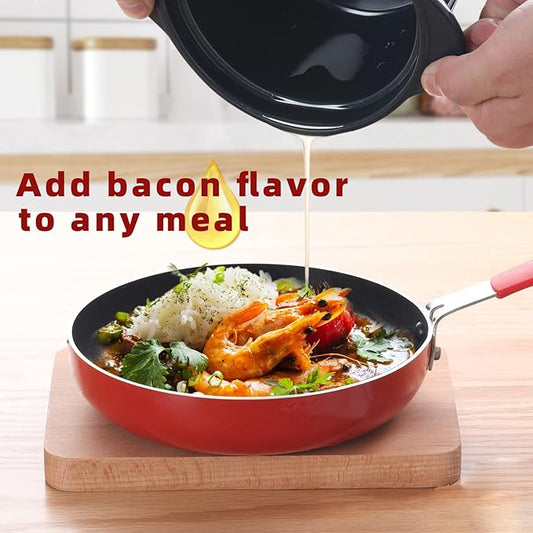 ONTUBE Ceramic Bacon Grease Container Keeper with Strainer, Frying Oil Storage Can, Navy
