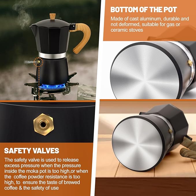 DITOSH 9 Cup Aluminum Espresso Stovetop Moka Pot Express Coffee Maker Percolator Italian Classic Mocha Coffee Machine for Italian and Cuban Cafe Brewing for Home & Camping 450ml 15oz