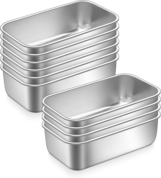 P&P CHEF Mini Loaf Pans Set, 10PCS Small Bread Loaf Pan for Baking, 6.3 x 3.5 Inch Stainless Steel Baking Pans for Homemade Bread, Meatloaf, Cake and Brownies, Healthy & Non Toxic, Dishwasher Safe