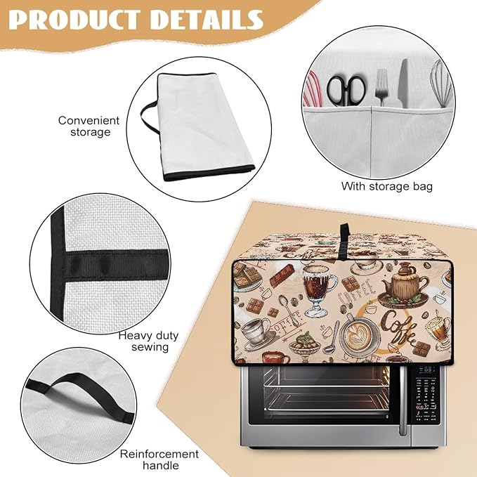 Doojoayie Coffee Appliance Dust Cover 6 Slice Toaster Cover Small Appliance Dust Protector for Toaster Oven/Bread Making Machine/Air Fryer