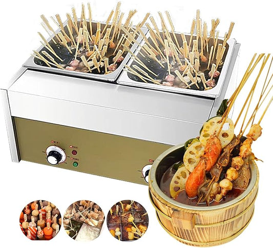 HARMONY PALACE Stainless Steel 18-Compartment Oden Cooker Pot, Double Cylinder, 110V 2.4KW, 16A Plug, 21.85x16.93x10.24inch, Commercial & Home Use, Japanese Fish Cake Soup Warmer, Food Warmer