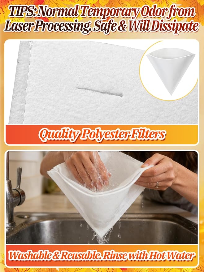 6pcs 2.3 Quart Maple Syrup Filter Cone Set - Maple Tree Sap Sugaring Strainer for Filtering Niter Sugar Sand, 1 Heavy Duty Boiling Filter & 5 Fabric Pre-filters Kit Supplies