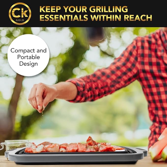 New XL Collapsible BBQ Prep Tub with LOCKING Lid, Cutting Board & Drain Hole | BPA-Free, Food-Grade, Recyclable, Space-Saving Caddy for Grilling, Camping, Kitchen & Outdoor Cooking (Black, 16 Liters)