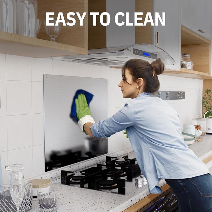 EKON Stainless Steel Backsplash 24 x 30 Inch Wall Shield for Kitchen Easy Clean And Installation