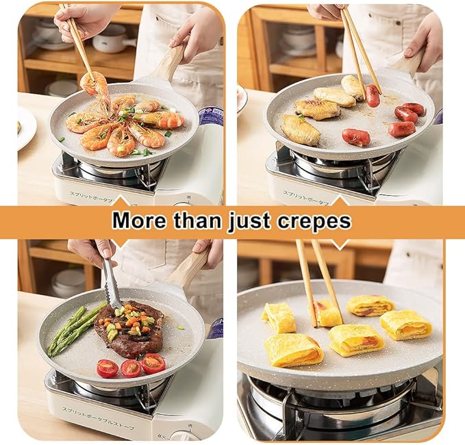 Bobikuke 8 inch Crepe Pan, Nonstick Pan for Crepes Omelette Tortillas Crispy Pancake, Dosa Tawa Tortilla Pan, Griddle Pancake Pan for Roti Indian - Black