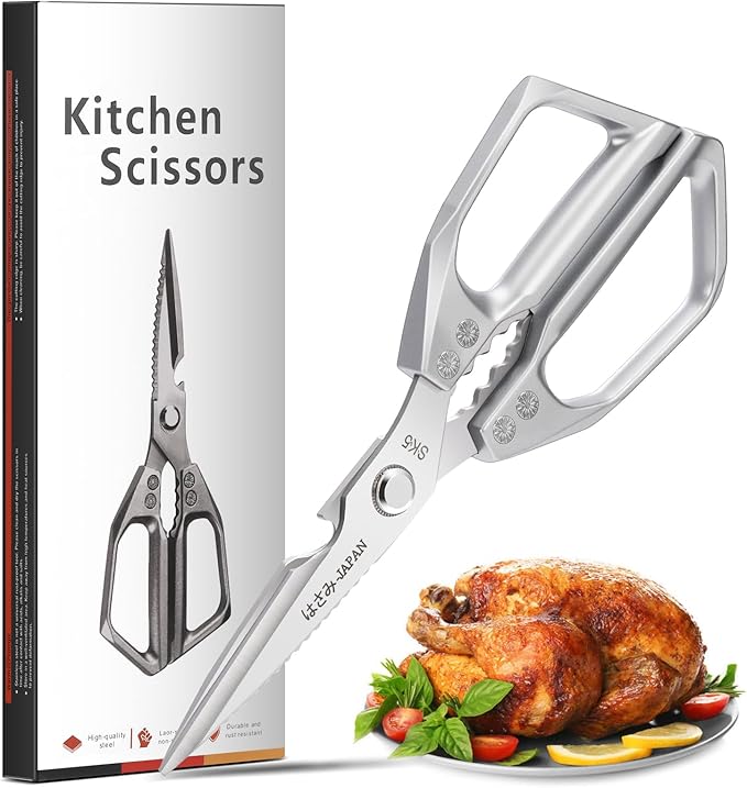 Kitchen Scissors Heavy Duty for Food, All Purpose Meat Scissors, Premium Ultra Sharp Japanese Stainless Steel Kitchen Shears