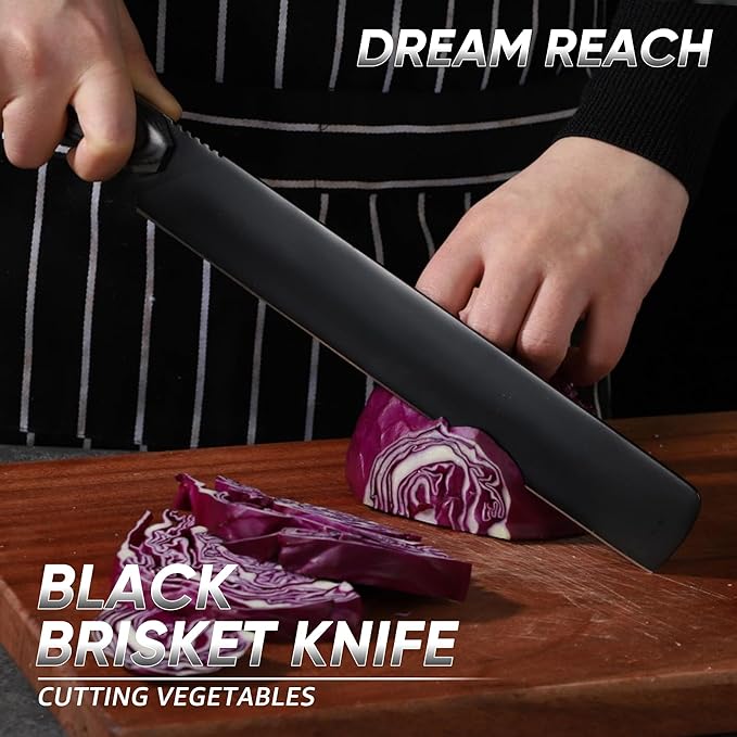 Dream Reach Brisket Carving Knife - Professional Ham Slicing Knife with Full Tang Handle for Kitchen BBQ Birthday Mother Father Gift Idea