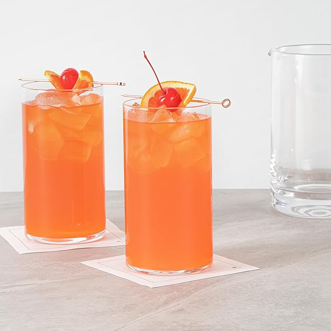 Restaurantware-Vetri 16 Ounce Tall Drinking Glasses, 24 Dishwashable Beverage Glasses - No-Lead, Elegant, Clear Glass Tumblers, Ideal For Water, Juice Beer, Cocktails, Liquor, Iced Tea, And More