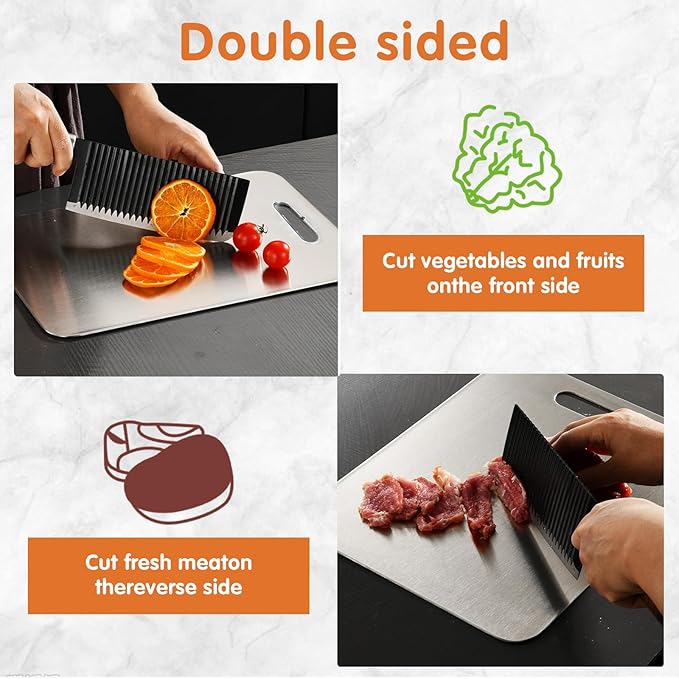 WOCHANTRI Titanium Cutting Board,Cutting Boards for Kitchen,Dishwasher Safe, Double-Sided, Suitable for Fruits, Vegetables, Meat, Outdoor, Housewarming Gifts, Etc(13.4″x9.1″)
